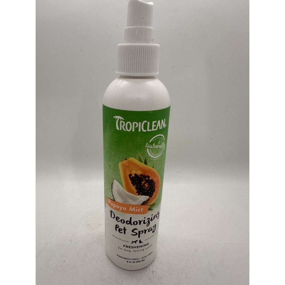 TropiClean Papaya Mist Deodorizing Pet Spray Dog Cat Freshener 8 oz New